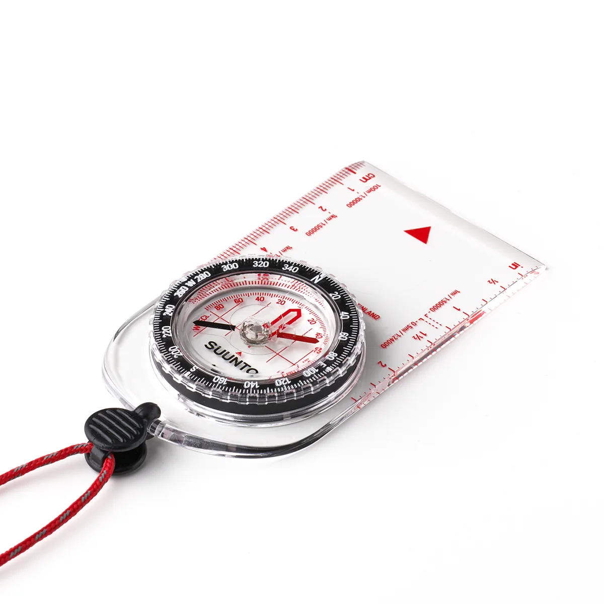 Boussole Suunto A-10 en perspective, avec son cordon