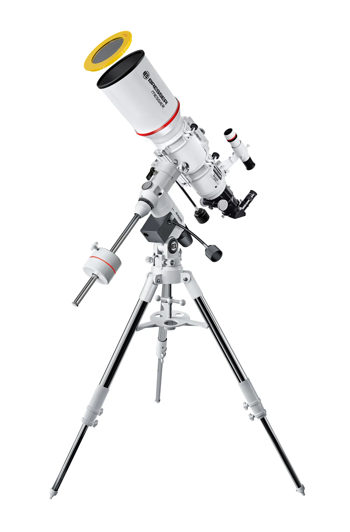 Lunette Bresser Messier AR-102s/600 blanche avec filtre solaire sur monture équatoriale EXOS-2