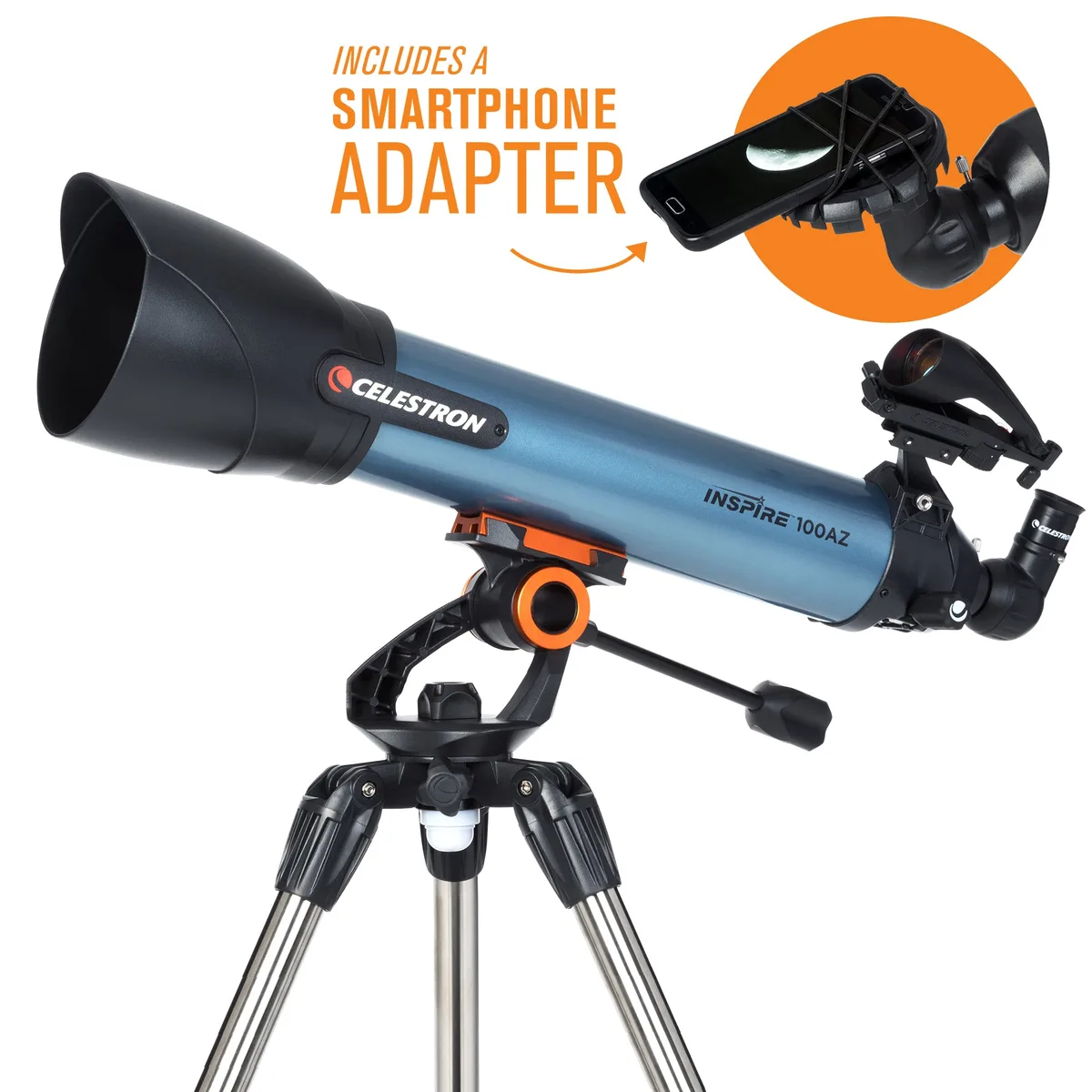 Lunette Celestron Inspire 100AZ avec son adaptateur pour smartphone