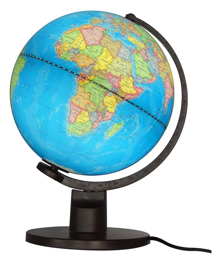 Globe terrestre lumineux rotatif 25 cm