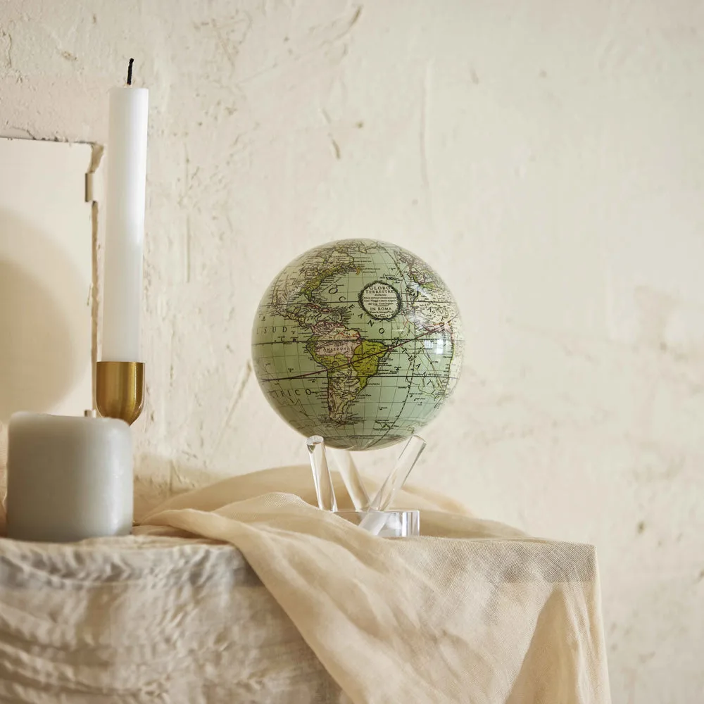Globe Mova Antique Cassini vert, carte ancienne vert d'eau, sur un support acrylique transparent
