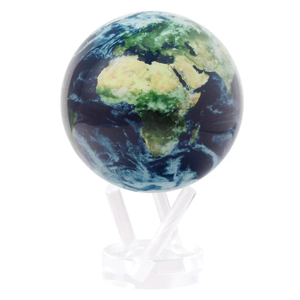 Globe Mova Terre avec nuages sur un support acrylique transparent