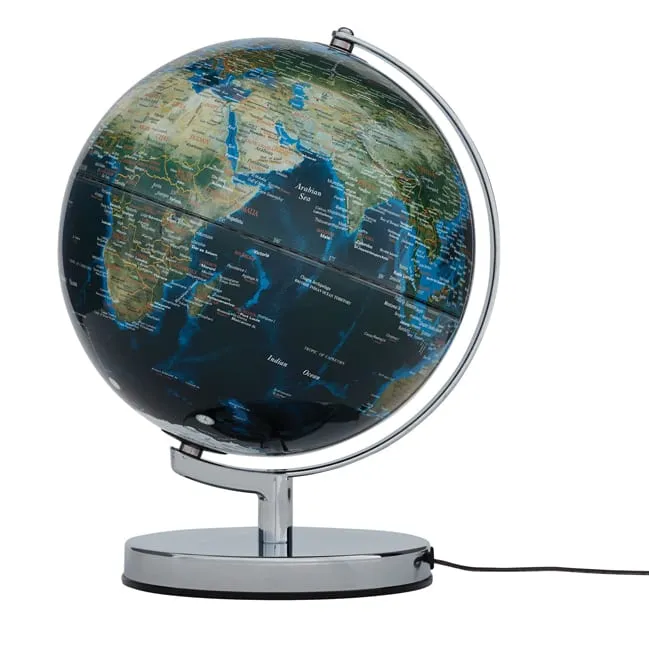 Globe lumineux Terra City de 25 cm en anglais