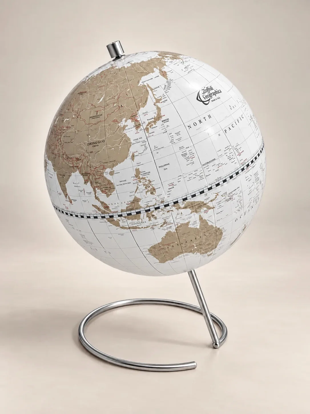 Globe Zoffoli Cosmo blanc et or sur cadre chromé
