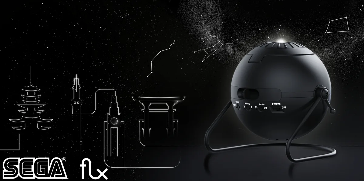 Planétarium Sega Toys Homestar Flux, sphère noire sur son support métallique
